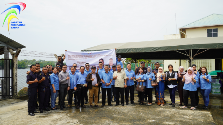 Program Pelepasan Benih Udang Harimau di Perairan Tasik Sitompok, Kuala Penyu dan Penyerahan Bot (PL Lambidan) Jabatan Perikanan Sabah