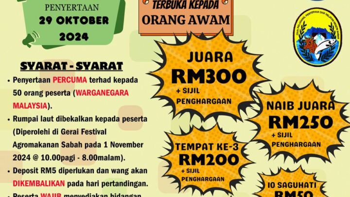 PERTANDINGAN HIDANGAN MAKANAN/MINUMAN BERASASKAN RUMPAI LAUT SEMPENA HPPNS 2024 (1-3 NOVEMBER 2024)