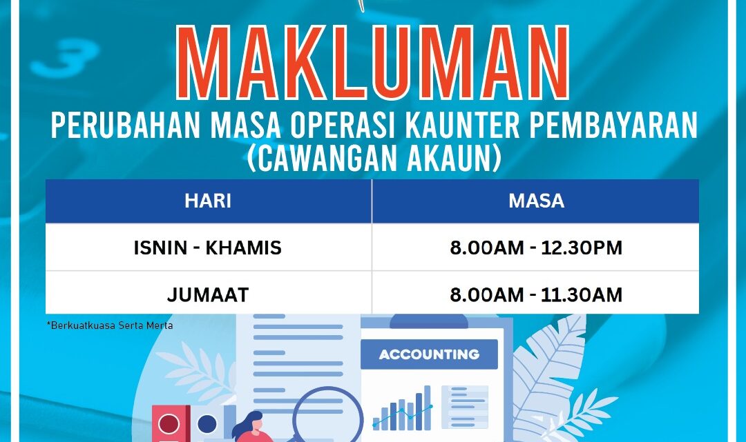 TERKINI – Perubahan Waktu Operasi Kaunter Hasil (Cawangan Akaun) Jabatan Perikanan Sabah
